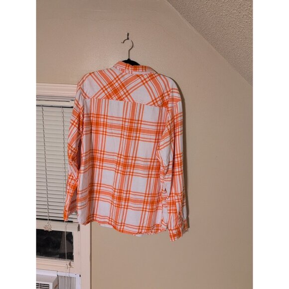 Large Columbia Clemson Orange and White Buttoned Long Sleeve Collared Shirt - Picture 6 of 9
